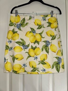 Talbots Yellow Lemon Print Mini Skirt
